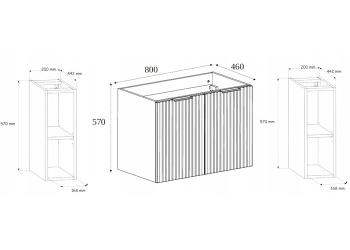 FLOW kašmír K120R80RDC-2 závesná skrinka pod umývadlo 120 cm