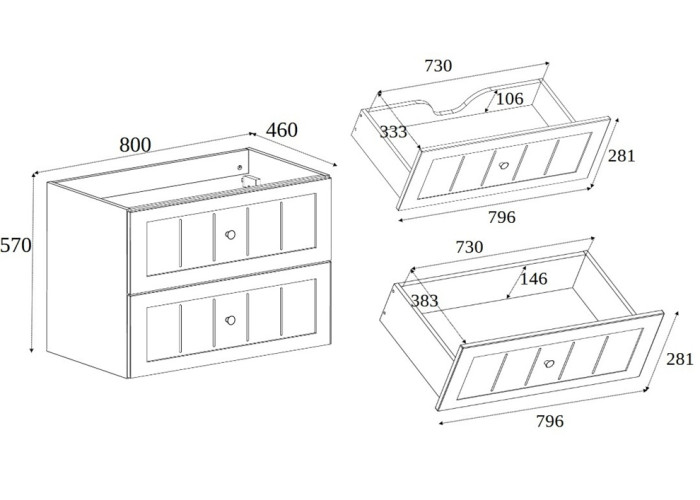 GUSTO biely W80 závesná skrinka pod umývadlo 80 cm