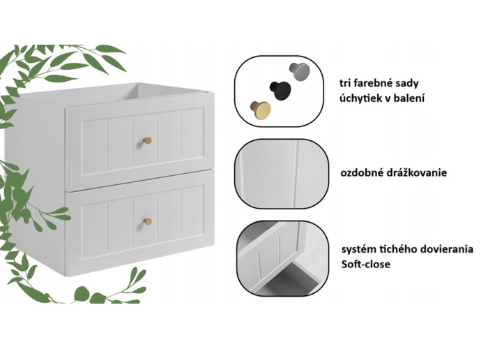 GUSTO biely W120DC závesná skrinka pod umývadlo 120 cm