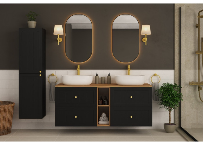 GUSTO čierny B60 závesná skrinka pod umývadlo 60 cm