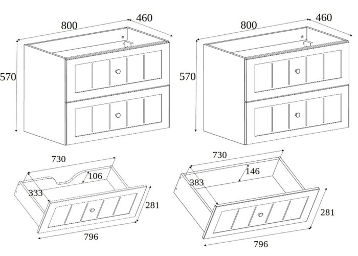 GUSTO čierny B160DB závesná skrinka pod umývadlo 160 cm