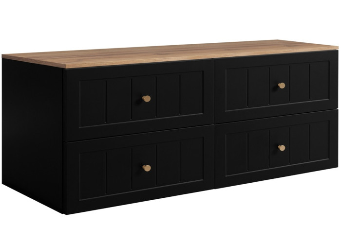 GUSTO čierny B160DC závesná skrinka pod umývadlo 160 cm