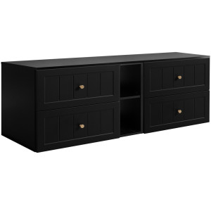 GUSTO čierny B180DB závesná skrinka pod umývadlo 180 cm