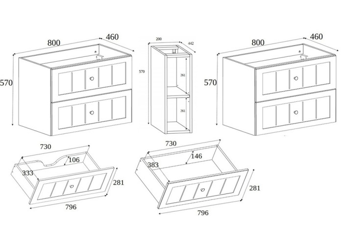 GUSTO čierny B180DB závesná skrinka pod umývadlo 180 cm GUSTO čierny B180DB závesná skrinka pod umývadlo 180 cm