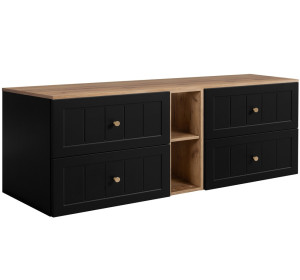 GUSTO čierny B180DC závesná skrinka pod umývadlo 180 cm