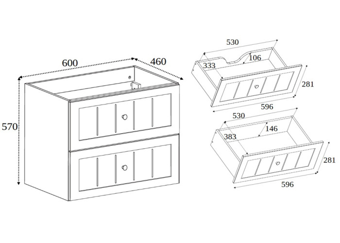 GUSTO čierny B60 závesná skrinka pod umývadlo 60 cm