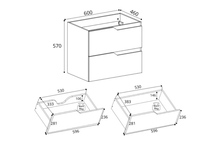 MODERN biely W60 závesná skrinka pod umývadlo 60 cm MODERN biely W60 závesná skrinka pod umývadlo 60 cm