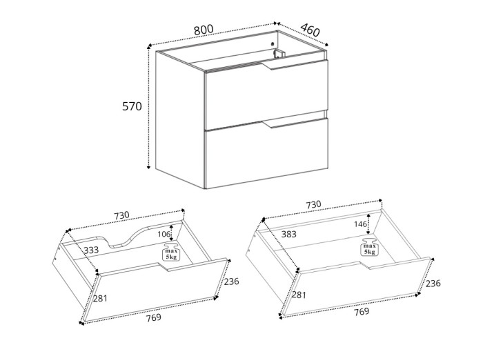 MODERN biely W80 závesná skrinka pod umývadlo 80 cm MODERN biely W80 závesná skrinka pod umývadlo 80 cm