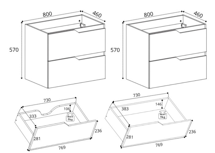 MODERN čierny B160DB závesná skrinka pod umývadlo 160 cm MODERN čierny B160DB závesná skrinka pod umývadlo 160 cm