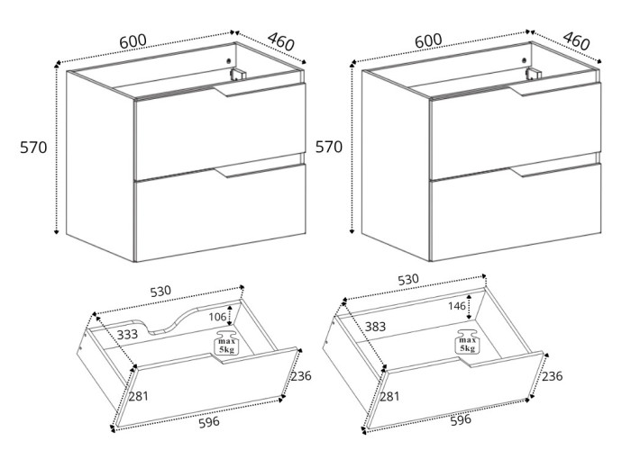 MODERN kašmír K120DC závesná skrinka pod umývadlo 120 cm MODERN kašmír K120DC závesná skrinka pod umývadlo 120 cm