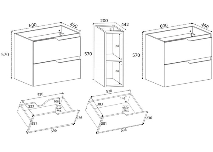 MODERN kašmír K140DK závesná skrinka pod umývadlo 140 cm MODERN kašmír K140DK závesná skrinka pod umývadlo 140 cm