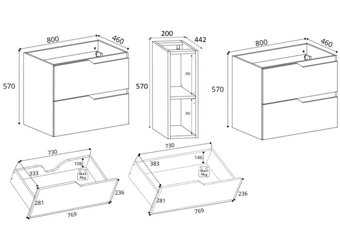 MODERN kašmír K180DK závesná skrinka pod umývadlo 180 cm
