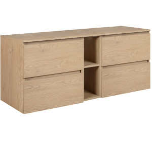 SIMPLE dub svetlý D140D závesná skrinka pod umývadlo s doskou 140 cm