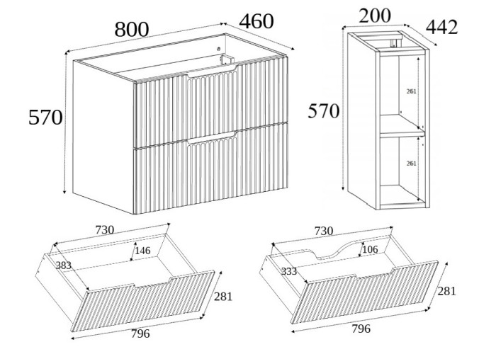 VENA čierna B100DC závesná skrinka pod umývadlo 100 cm VENA čierna B100DC závesná skrinka pod umývadlo 100 cm