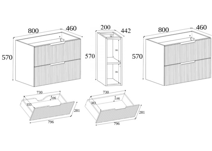 VENA čierna B180DB závesná skrinka pod umývadlo 180 cm VENA čierna B180DB závesná skrinka pod umývadlo 180 cm