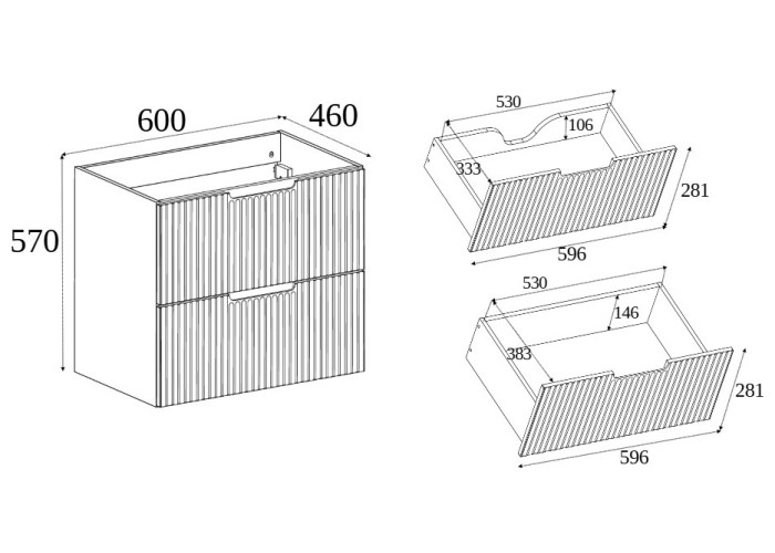 VENA čierna B60 závesná skrinka pod umývadlo 60 cm VENA čierna B60 závesná skrinka pod umývadlo 60 cm