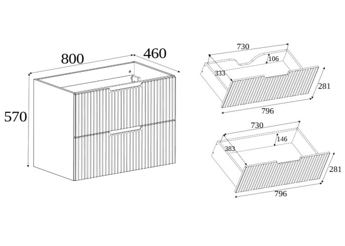VENA čierna B80 závesná skrinka pod umývadlo 80 cm VENA čierna B80 závesná skrinka pod umývadlo 80 cm