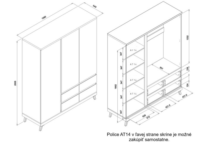 ATE AT13 šatníková skriňa