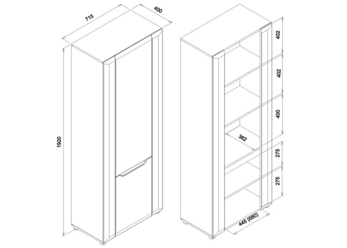 BRANDO (JADE) B06, policová skriňa