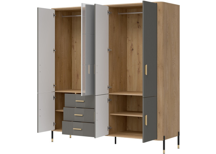 DANTE sivá DT17 šatníkovo-policová skriňa