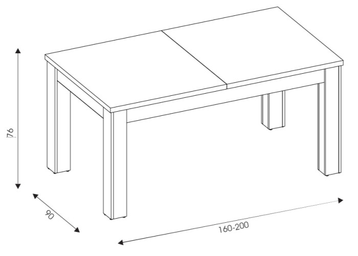 DANTE ST10 rozkladací jedálenský stôl 160-200x90 cm DANTE ST10 rozkladací jedálenský stôl 160-200x90 cm