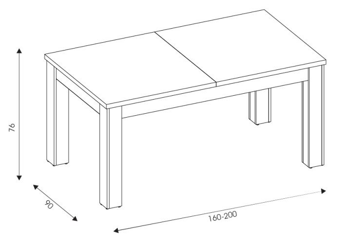 FERRO ST10 rozkladací jedálenský stôl 160-200x90 cm