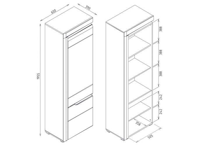 IRMA biela/biely lesk IM08, policová skriňa