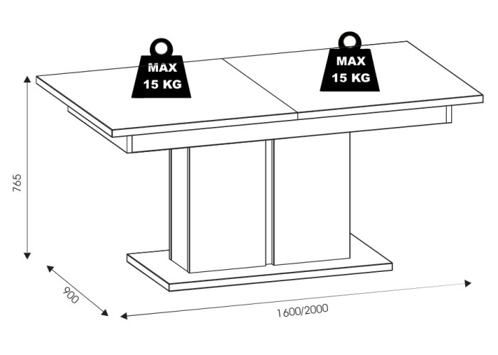 KRIS ST02, rozkladací jedálenský stôl 160-200x90 cm KRIS ST02, rozkladací jedálenský stôl 160-200x90 cm