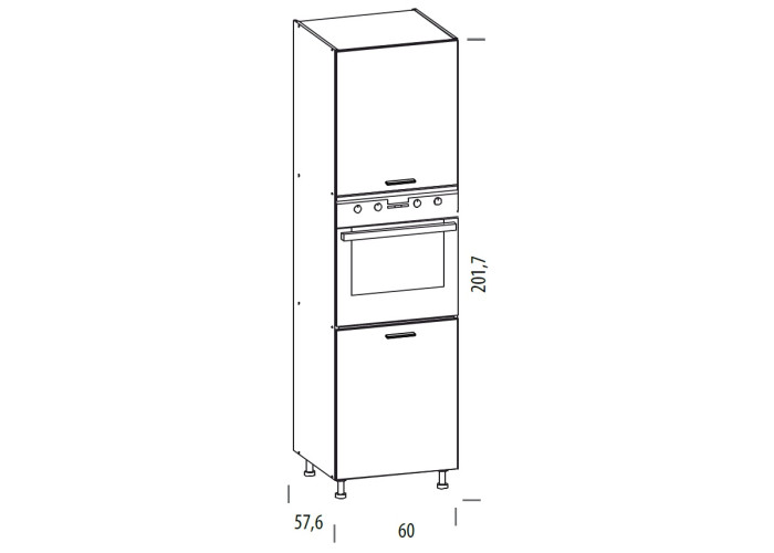 PATI dub cremona PK24/PF23 vysoká skrinka na vstavanú rúru v šírke 60 cm