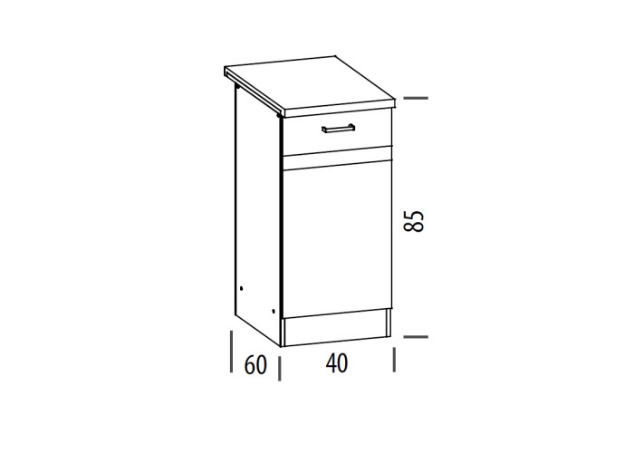 ELIZA EZ10/D40 dub wenge, dolná skrinka v šírke 40 cm