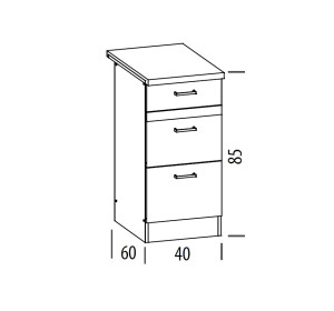 ELIZA EZ12/D40S3 dub wenge, dolná zásuvková skrinka v šírke 40 cm