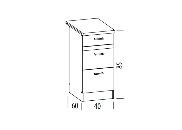 ELIZA EZ12/D40S3 dub wenge, dolná zásuvková skrinka v šírke 40 cm