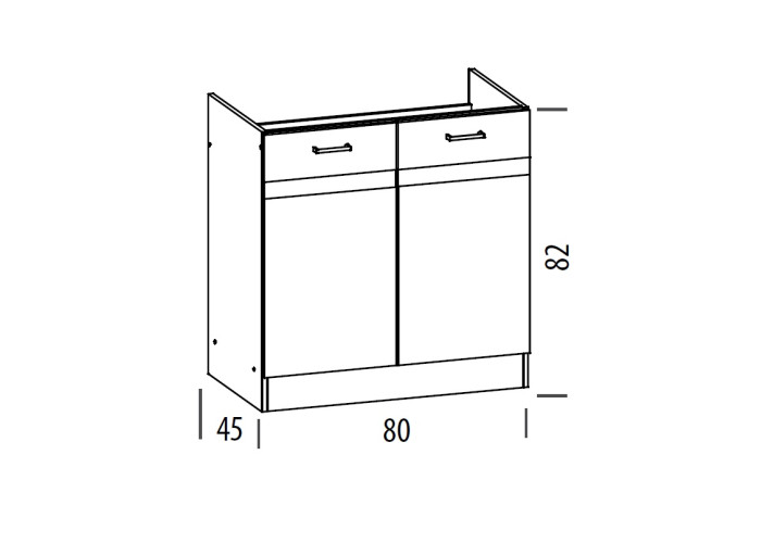 ELIZA EZ17/D80Z dub wenge, dolná drezová skrinka v šírke 80 cm