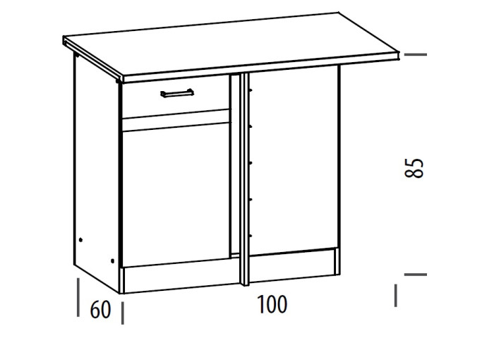 ELIZA EZ18/D100NW dub wenge, dolná skrinka určená do rohu v šírke 100 cm