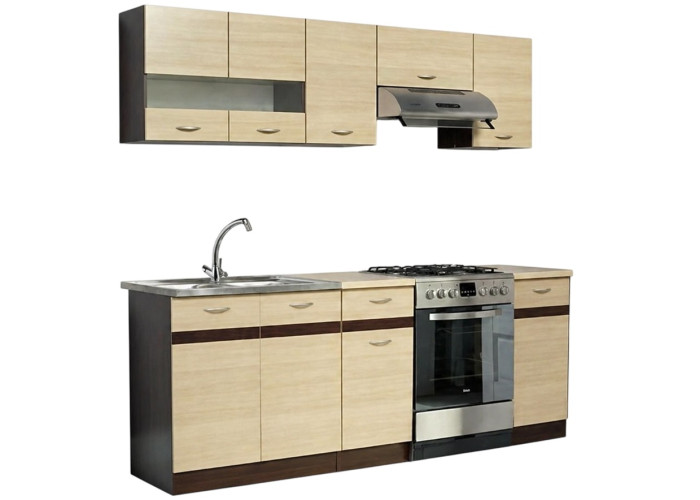 ELIZA 160/220 rijeka svetlá/dub wenge, kuchynská linka