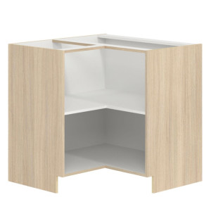 MODENA buk/biely lesk MD21/D90NW, dolná rohová skrinka v šírke 90x90 cm