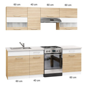 MODENA buk/biely lesk 160/220, kuchynská linka