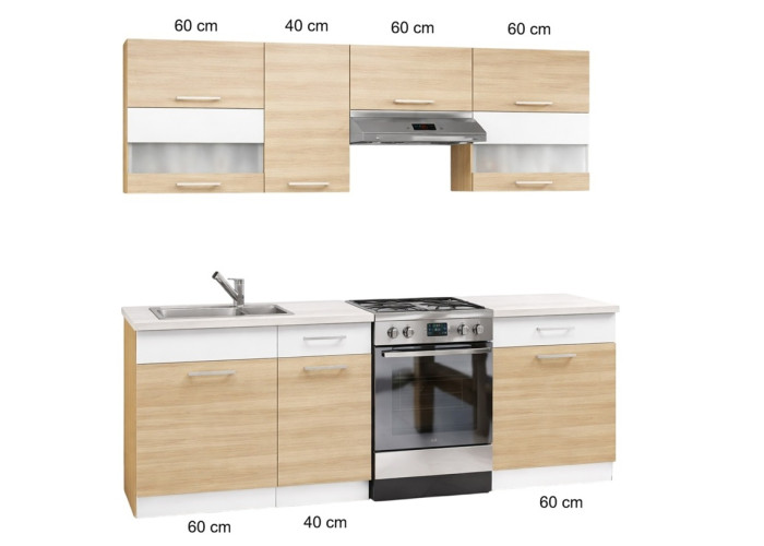 MODENA buk/biely lesk 160/220, kuchynská linka