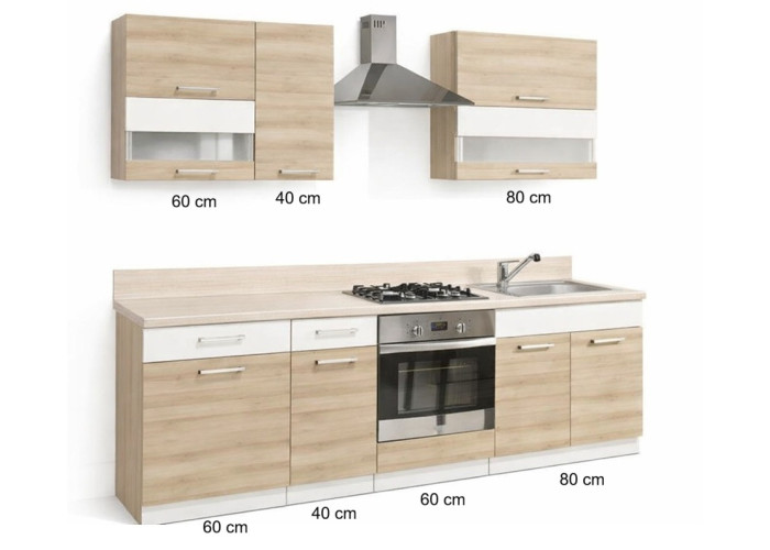 MODENA buk/biely lesk 180/240, kuchynská zostava