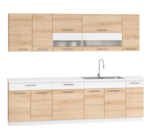 MODENA buk/biely lesk 260, kuchynská linka