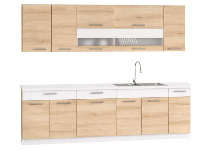 MODENA buk/biely lesk 260, kuchynská linka