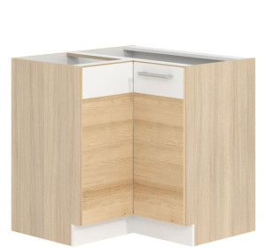 MODENA buk/biely lesk MD21/D90NW, dolná rohová skrinka v šírke 90x90 cm