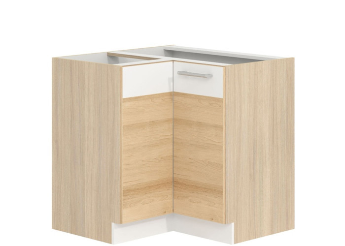 MODENA buk/biely lesk MD21/D90NW, dolná rohová skrinka v šírke 90x90 cm MODENA buk/biely lesk MD21/D90NW, dolná rohová skrinka v šírke 90x90 cm