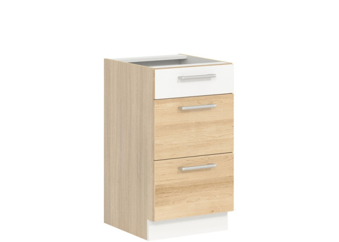 MODENA buk/biely lesk MD14/D45S3, dolná skrinka so zásuvkami v šírke 45 cm