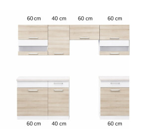 MODENA buk/biely lesk 160/220, kuchynská linka