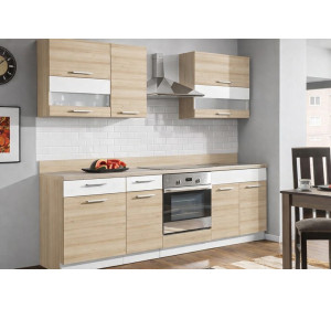 MODENA buk/biely lesk MD14/D45S3, dolná skrinka so zásuvkami v šírke 45 cm