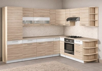MODENA buk/biely lesk, sektorová kuchyňa