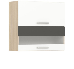 MODENA biely lesk/grafit matný MD09/G80W, horná výklopná skrinka so sklom v šírke 80 cm