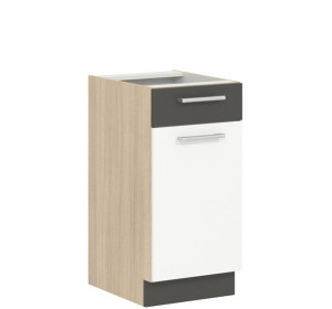 MODENA biely lesk/grafit matný MD13/D40S1, dolná skrinka so zásuvkou v šírke 40 cm