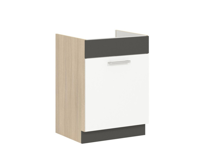 MODENA biely lesk/grafit matný MD18/D60Z, dolná drezová skrinka v šírke 60 cm